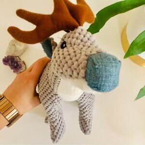 NEW Grey White Moose Reindeer Squeaker Dog Puppy Toy Plush Stuffed Animal 12"